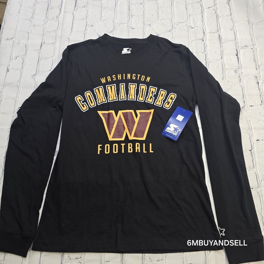 Starter‎ Washington Commanders NFL Long Sleeve Graphic T-Shirt Mens Medium Black